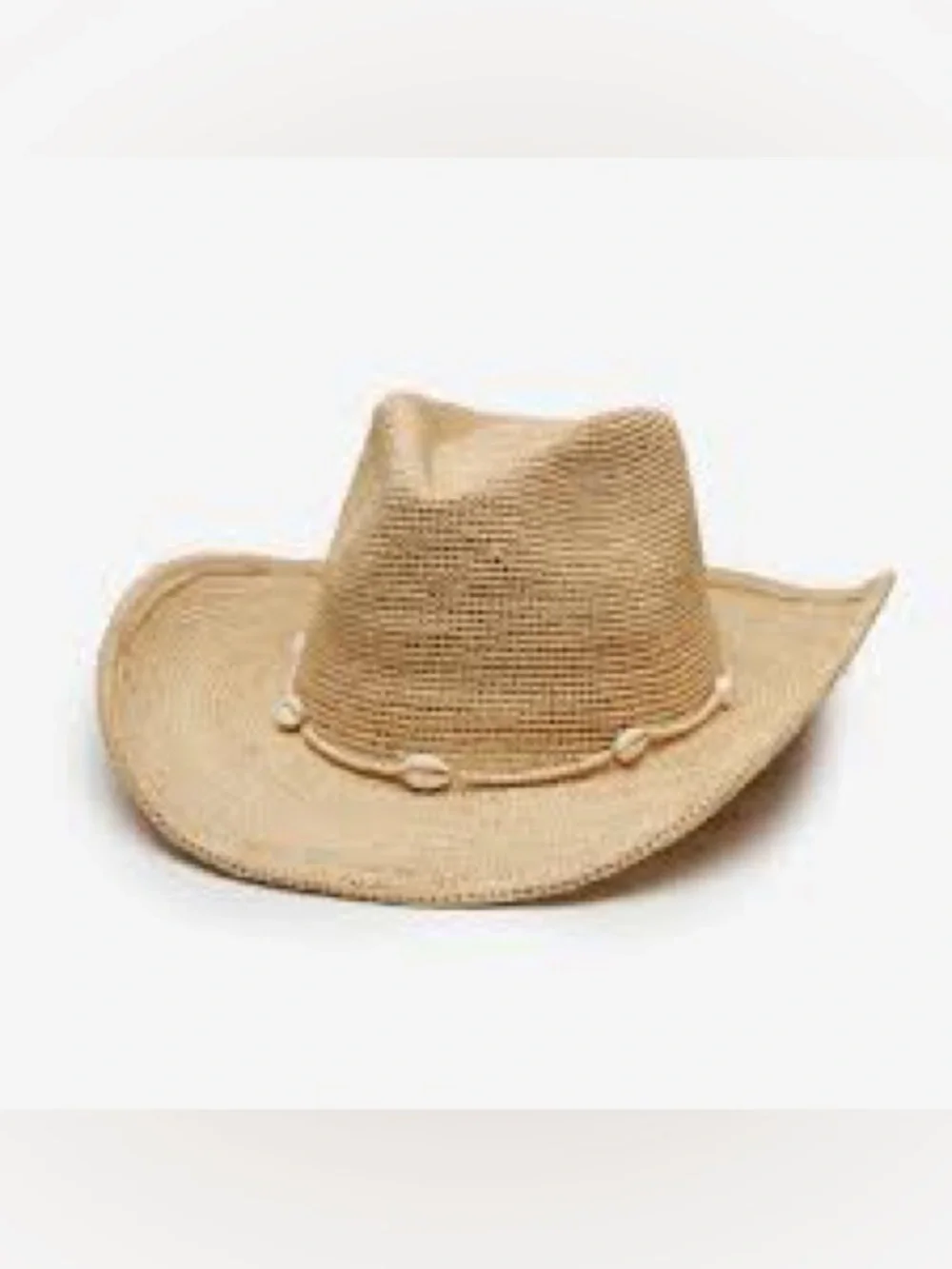 Wyeth Reed Shell Trim Band Raffia Rancher Hat Like New